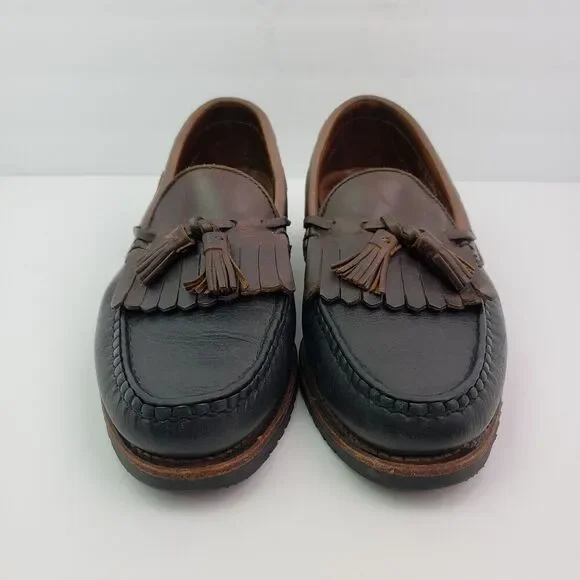 Allen Edmonds Nashua Mens Size 9.5 Brown Black Leather Kiltie Tassel Loafer Shoe